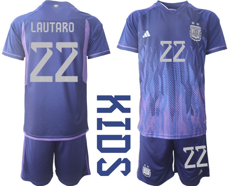 Youth 2022 World Cup National Team Argentina away purple #22 Soccer Jersey->youth soccer jersey->Youth Jersey